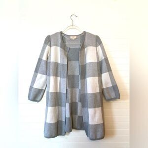 Loft Ann Taylor Gingham Plaid 100% Cotton Cardigan Size XSmall